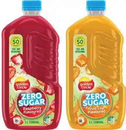 Coles Golden Circle Zero Sugar Cordial 2 Litre offer