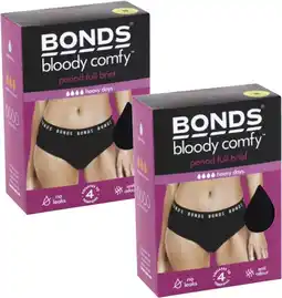 Coles Bonds Bloody Comfy Period Underwear Full Brief 1 Pack offer