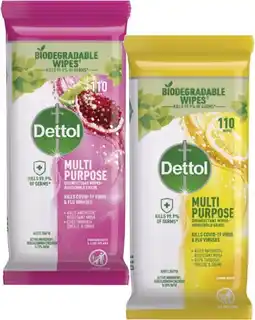 Coles Dettol Multipurpose Disinfectant Wipes 110 Pack offer
