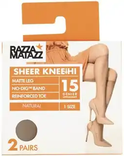 Coles Razza Nylon Bonezapper Pantyhose Knee Hi 2 Pack offer