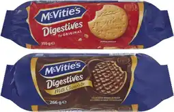 Coles McVitie's Plain or Chocolate Digestive Biscuits 266g-355g offer