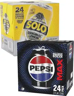 Coles Pepsi Max or Solo Soft Drink 24x375mL offer