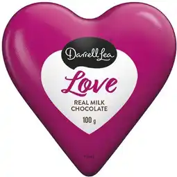 Coles Darrell Lea Milk Chocolate Love Heart 100g offer