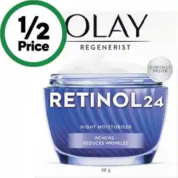 Woolworths Olay Regenerist Retinol 24 Night Moisturiser Face Cream 50g offer