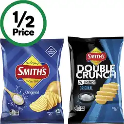 Woolworths Smith’s Crinkle Cut or Smith’s Double Crunch Potato Chips 150-170g offer