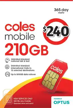 Coles Coles Mobile $240 Prepaid SIM offer