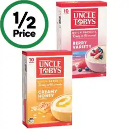 Woolworths Uncle Tobys Oats Sachets 280-350g Pk 8-10 offer