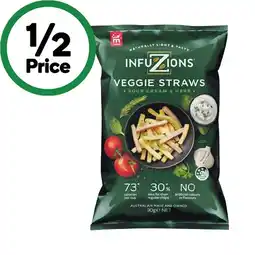 Woolworths Infuzions Veggie Straws 90g offer