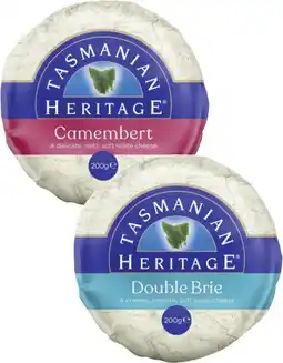 Coles Tasmanian Heritage Double Cream Brie or Camembert 200g offer