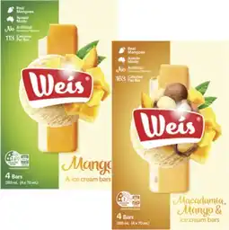 Coles Weis Frozen Dessert Bars 4 Pack-6 Pack 264mL-280mL offer