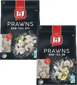 Coles I&J Raw Peeled Prawns Tail On or Tail Off 500g offer