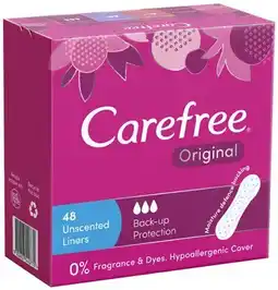 Coles Carefree Regular Unscented Liners 48 Pack offer