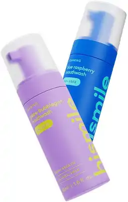 Coles Hismile Foam Mouthwash Blue Raspberry or Grape Bubblegum 45mL offer