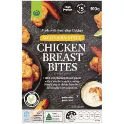 Woolworths Woolworths Southern Style Chicken Breast Bites 300g – From the Freezer offer