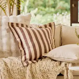 Pillow Talk Frankie Two Tone Stripe Feather Cushion by M.U.S.E offer