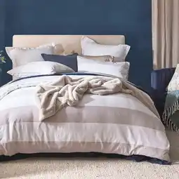 Pillow Talk Kyra Reversible Striped Quilt Cover Set by Habitat offer