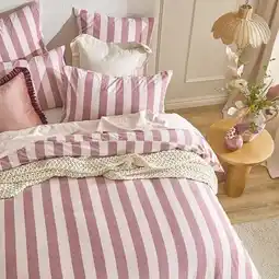 Pillow Talk Milah Berry Stripe Quilt Cover Set by Habitat offer