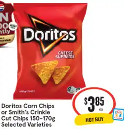IGA Doritos corn chips or smith's crinkle cut chips offer