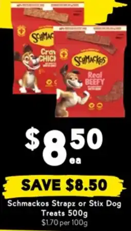 Drakes Schmackos Strapz or Stix Dog Treats offer