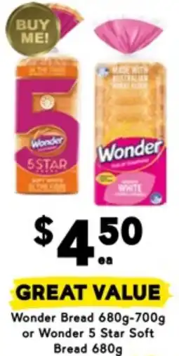 Drakes Wonder Bread or Wonder 5 Star Soft Bread offer