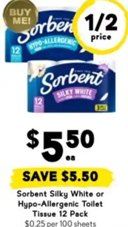 Sorbent Silky White or Hypo-Allergenic Toilet