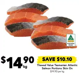 Drakes Thawed Value Tasmanian Atlantic Salmon Portions Skin On offer