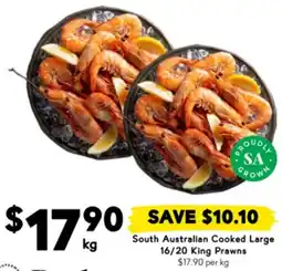 Drakes South Australian Cooked Large 16/20 King Prawns offer