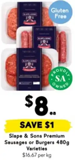 Drakes Slape & Sons Premium Sausages or Burgers offer