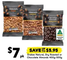 Drakes Drakes Natural, Dry Roasted or Chocolate Almonds offer