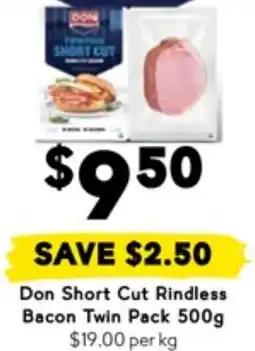 Drakes Don Short Cut Rindless Bacon Twin Pack offer