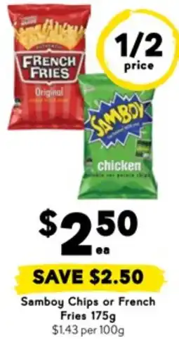 Drakes Samboy Chips or French Fries offer