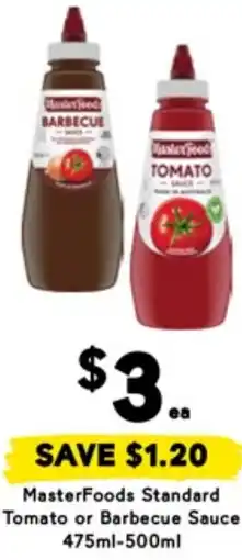 Drakes MasterFoods Standard Tomato or Barbecue Sauce offer