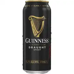 Woolworths Guinness Draught Stout Cans 24x470ml offer
