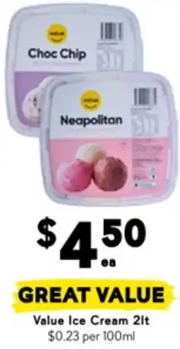Drakes Value Ice Cream 2lt $0.23 per 100ml offer
