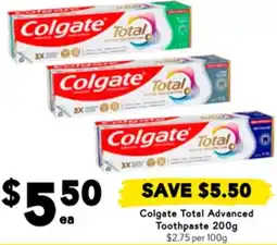 Drakes Colgate Total Advanced Toothpaste offer