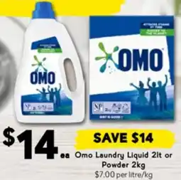 Drakes Omo Laundry Liquid or Powder offer