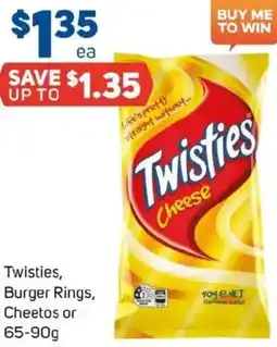 Foodland Twisties, Burger Rings, Cheetos offer