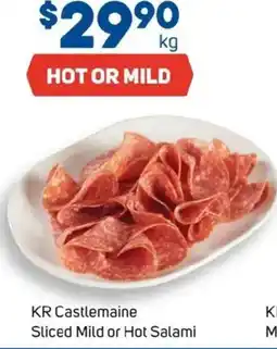 Foodland KR Castlemaine Sliced Mild or Hot Salami Middle Bacon offer