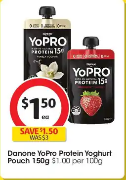Coles Danone YoPro Protein Yoghurt Pouch offer
