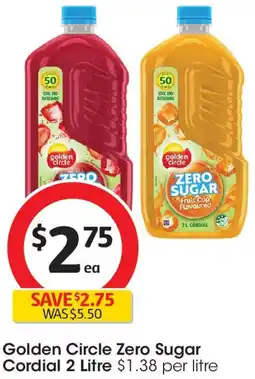 Coles Golden Circle Zero Sugar Cordial offer