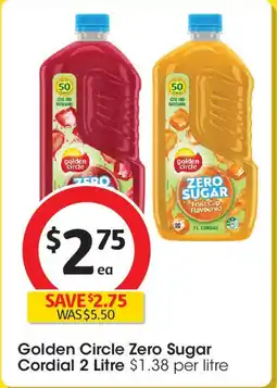 Coles Golden Circle Zero Sugar Cordial offer