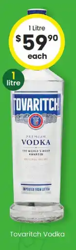 The Bottle O Tovaritch Vodka offer