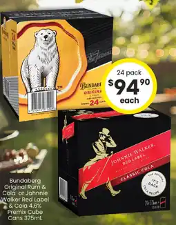 The Bottle O Walker Red Label & Cola 4.6% Premix Cube Cans offer