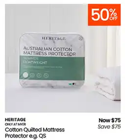 Myer Cotton Quilted Mattress Protector e.g. QS offer