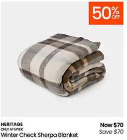Myer Winter Check Sherpa Blanket offer