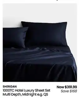 Myer 1000TC Hotel Luxury Sheet Set Multi Depth, Midnight e.g. QS offer