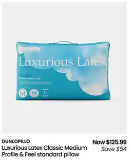 Myer Luxurious Latex Classic Medium Profile & Feel standard pillow offer