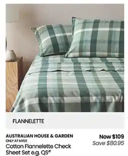 Myer Cotton Flannelette Check Sheet Set e.g. QS* offer