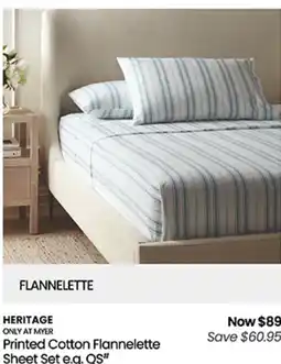 Myer Printed Cotton Flannelette Sheet Set e.g. QS# offer