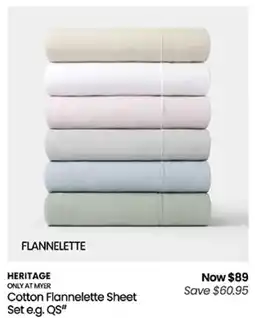 Myer Cotton Flannelette Sheet Set e.g. QS" offer